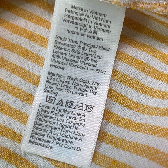 J. Crew Factory Orange and White Striped Linen Blend Button Front Tank - Picture 9 of 9